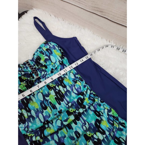 Sunshine‎ Zone Women's Blue Printed Sleeveless One Piece Swim Suit Size 1X - Picture 4 of 5